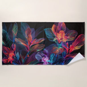 Tropische Blumen. Neon. Strandtuch