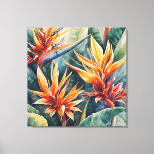 Tropische Blumen, Orange, Botanisch Leinwanddruck