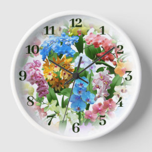 Tropische Blumen-Orchideen-Uhr Uhr