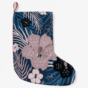 Tropische Blumen Palmenblätter Textur Kleiner Weihnachtsstrumpf
