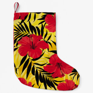 Tropische Blumen Palmwedel, vintage Muster. Kleiner Weihnachtsstrumpf