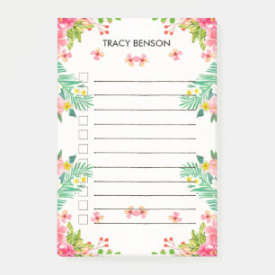 Tropische Blumen Personalisierte To-Do-Liste Post-it Klebezettel