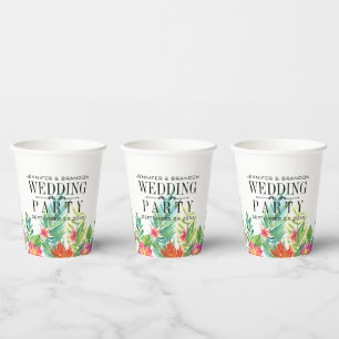 Tropische Blumen Rand Papierbecher Hochzeitsvorlag