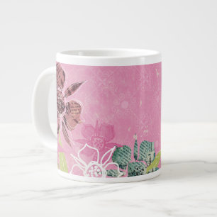 Tropische Blumen Rosa Jumbo-Tasse