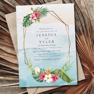 Tropische Blumen-Strand-Hochzeitseinladung Einladung