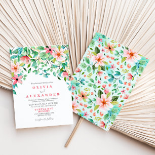 Tropische Blumen-Strand-Hochzeitseinladung Einladung