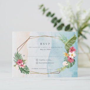 Tropische Blumen-Strandhochzeit RSVP Karte