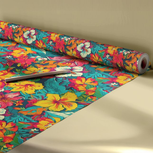 Tropische Blumen und Blätter Muster Geschenkpapier (Von Creator hochgeladen)