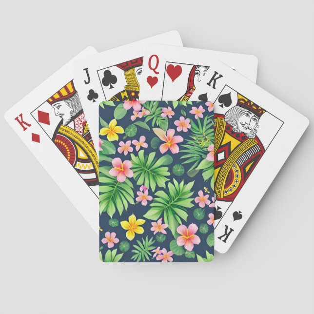 Tropische Blumen- und Blätterpattern Spielkarten (Rückseite)