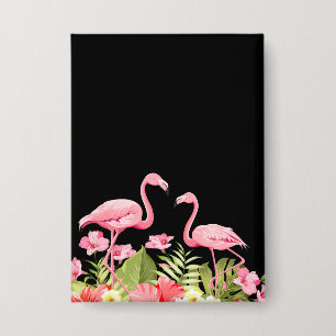 Tropische Blumen und Flamingos Design Button