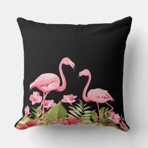 Tropische Blumen und Flamingos Design Kissen