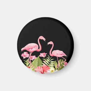 Tropische Blumen und Flamingos Design Magnet