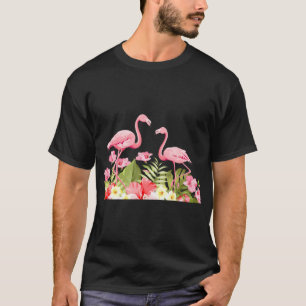 Tropische Blumen und Flamingos Design T-Shirt