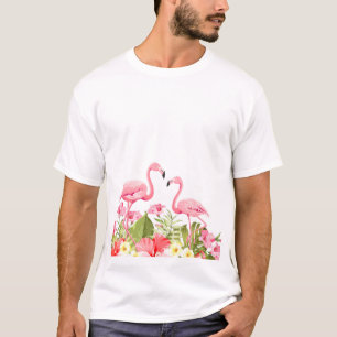 Tropische Blumen und Flamingos Design T-Shirt