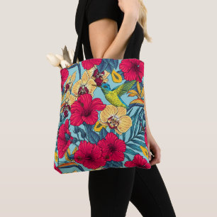 Tropische Blumen und Kolibri - Sommer Botanica