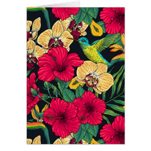 Tropische Blumen und Kolibri - Sommer Botanica