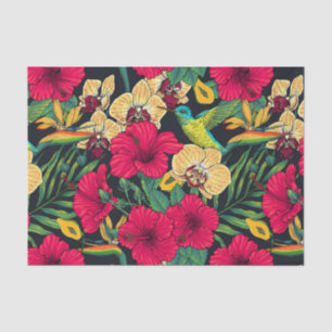 Tropische Blumen und Kolibri - Sommer Botanica Seidenpapier