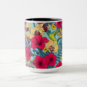 Tropische Blumen und Kolibri - Sommer Botanica Tasse