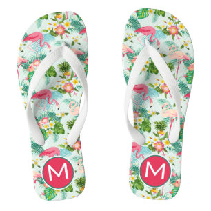 Tropische Blumen und Vögel addieren Ihre Flip Flops