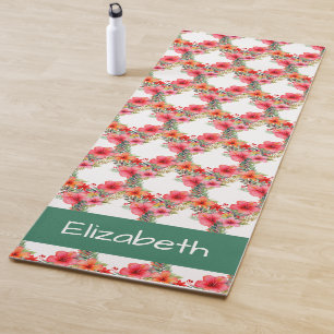 Tropische Blumenblüten Yogamatte