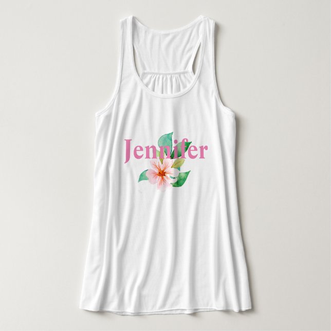 Tropische Blumengrün hinzufügen Tank Top (Design Vorderseite)