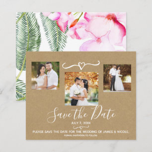 Tropische Blumenhochzeit Foto Save-the-Date-Karte