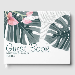Tropische Blumenhochzeit Personalisiert Gästebuch