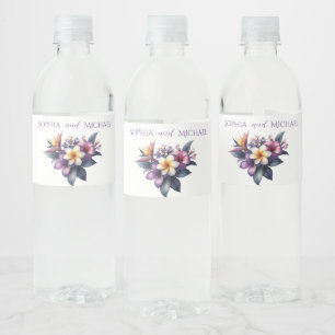 Tropische Blumenhochzeit Wasserflaschenetikett