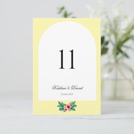 Tropische Blumenkarte zum Thema Hochzeit Tischnumm Mitteilungskarte