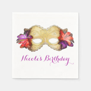 Tropische Blumenmasquerade Maske Elegantes Party Serviette