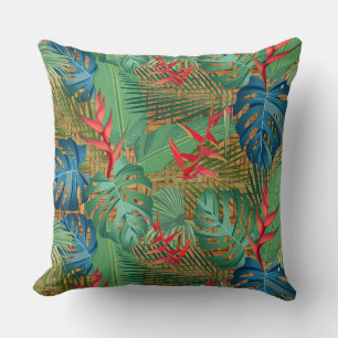 Tropische Blüte auf Wicker Print Kissen
