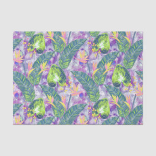 Tropische Blüte, botanisch, lila, grün, rosa, fl Seidenpapier