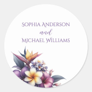 Tropische Blüte - Hochzeitsticker Runder Aufkleber