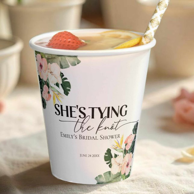 Tropische Blüte Sie bindet das Brautparty des Knot Pappbecher (Von Creator hochgeladen)