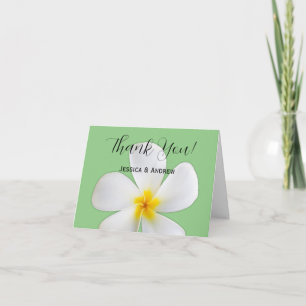 Tropische Blüte, weiße Plumeria, Hochzeit Dankeskarte