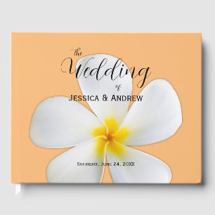 Tropische Blüte, weiße Plumeria Orange, Hochzeit Gästebuch