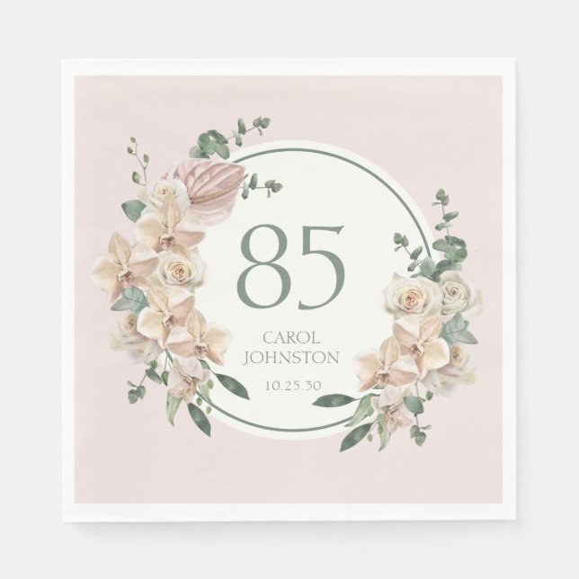 Tropische Blüte zum 85. Geburtstag Serviette (Vorderseite)