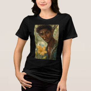 Tropische Blütenfeen: Männlich in Grün gelbe Fleur Tri-Blend Shirt