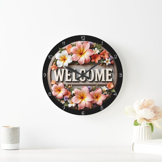 Tropische Blütezeit Große Wanduhr (Zuhause)