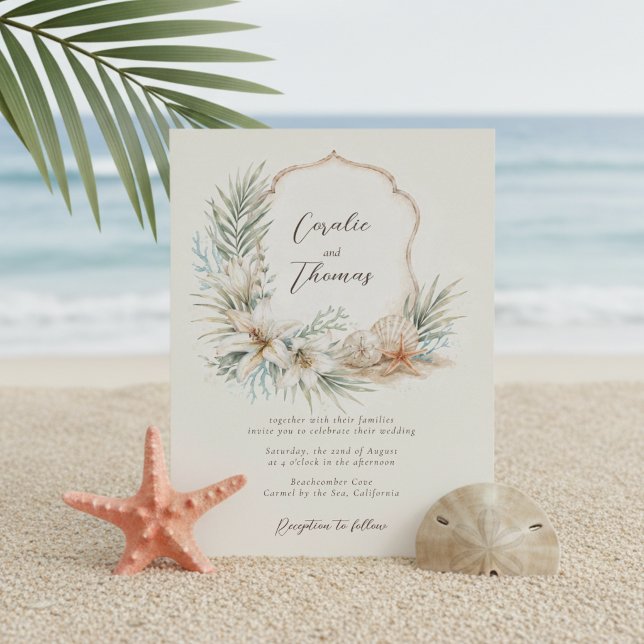 Tropische Boho-Strand-Wappenehe Einladung (Von Creator hochgeladen)