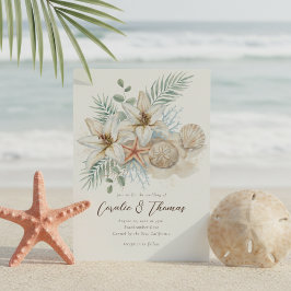 Tropische Boho-Strand-Wasserfarben-Hochzeit Einladung