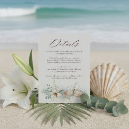 Tropische Boho-Strandhochzeitsdetails Begleitkarte