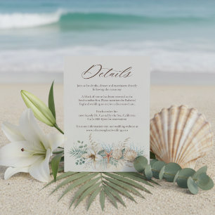 Tropische Boho-Strandhochzeitsdetails Begleitkarte