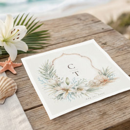 Tropische Boho-Strandhochzeitswappen Serviette