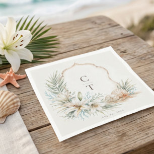 Tropische Boho-Strandhochzeitswappen Serviette