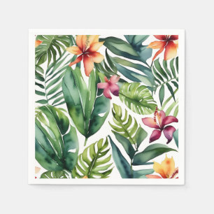 Tropische Botanicals Lebendes Aquarellblatt Serviette