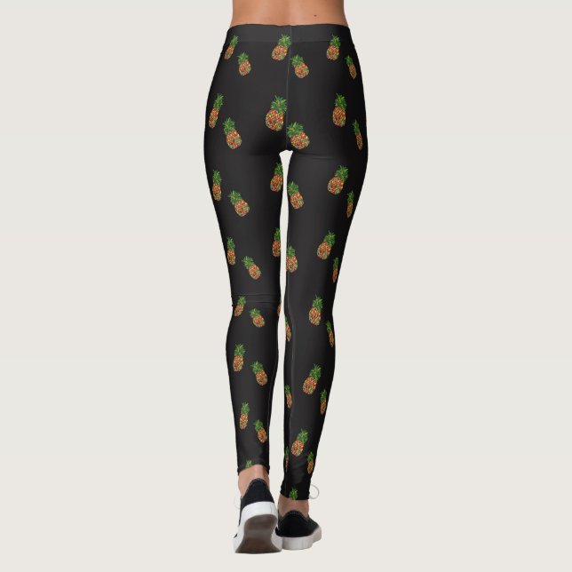 Tropische botanische Ananas-gemusterte Leggings (Rückseite)