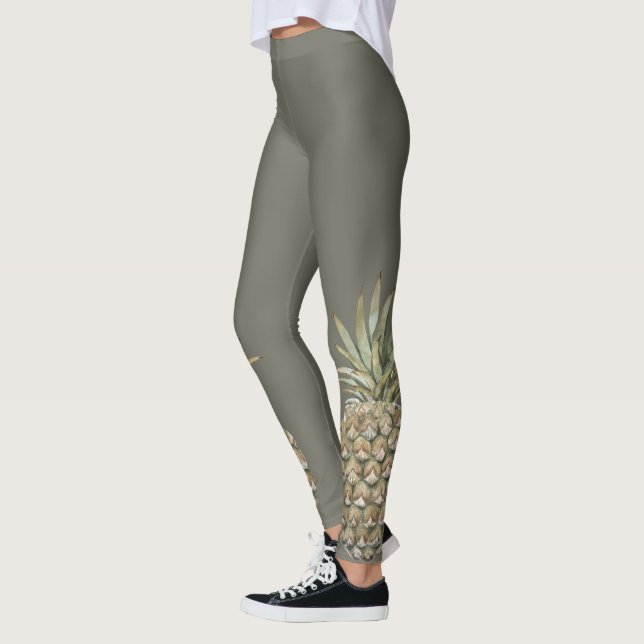 Tropische botanische Ananas-Grau-Leggings Leggings (Links)