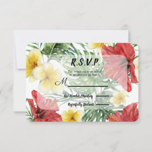 Tropische botanische Blätter Blumenhochzeit RSVP