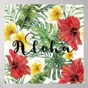 Tropische botanische Blätter Floral Aloha Luau Par Poster